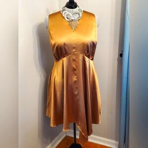 NWT Women's Satin Dress with Handkerchief Hem.